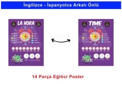 İngilizce & İspanyolca Arkalı Önlü 14 Eğitici Poster