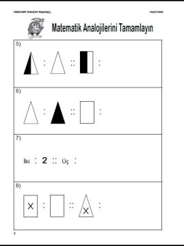 Matematik Analojileri Başlangıç(Okul öncesi-1.sınıf)