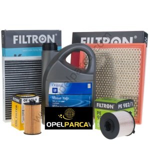 Opel İnsignia Filtron 1.6 Dizel Motor Bakım Seti GM 5W30 5 LT Yağlı B16DTH