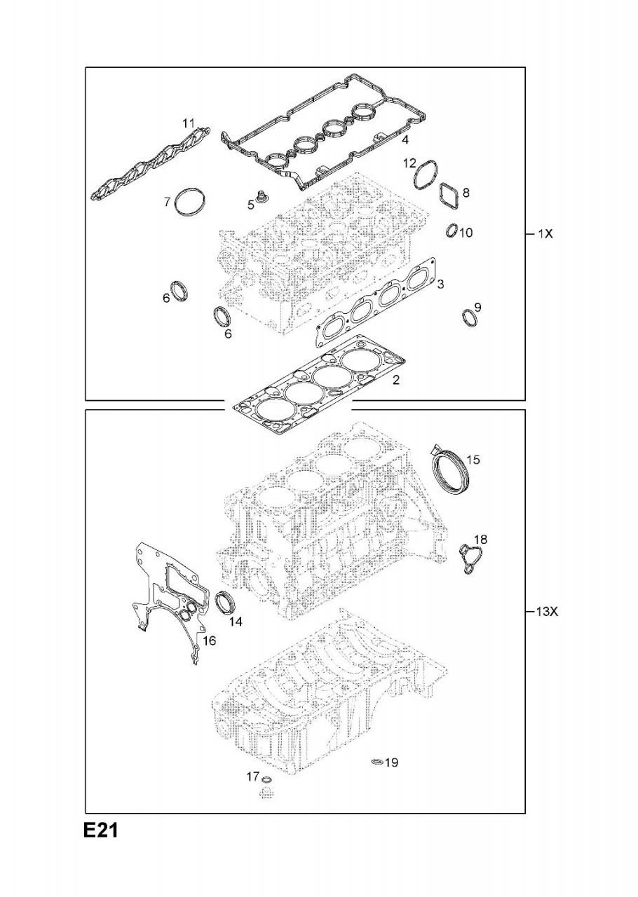 Astra J 2010 -   A16XER - B16XER  motor Üst Kapak Takım Conta