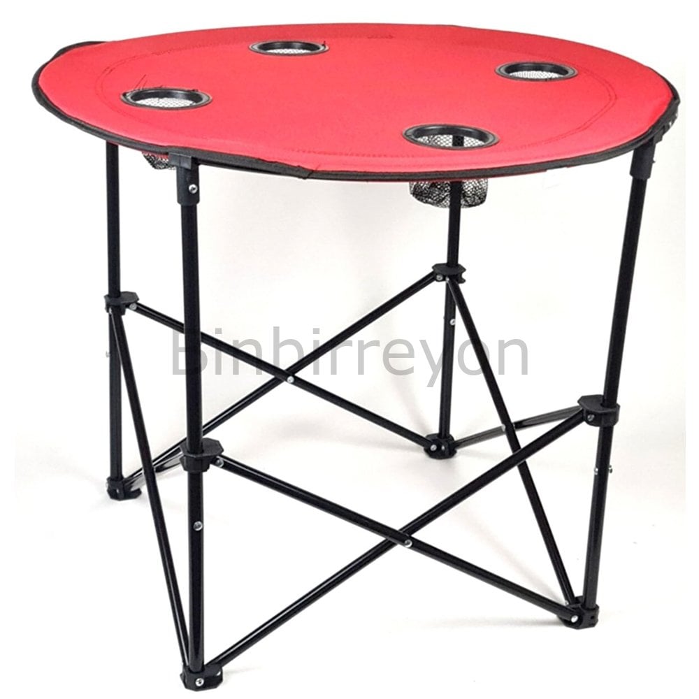 Katlanabilir Kamp Masası Çantalı Yuvarlak 4 Kişilik 71cm Kırmızı HA010