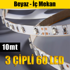 Led Şerit AA-025 - 3 Chip / Beyaz - İç Mekan -10mt