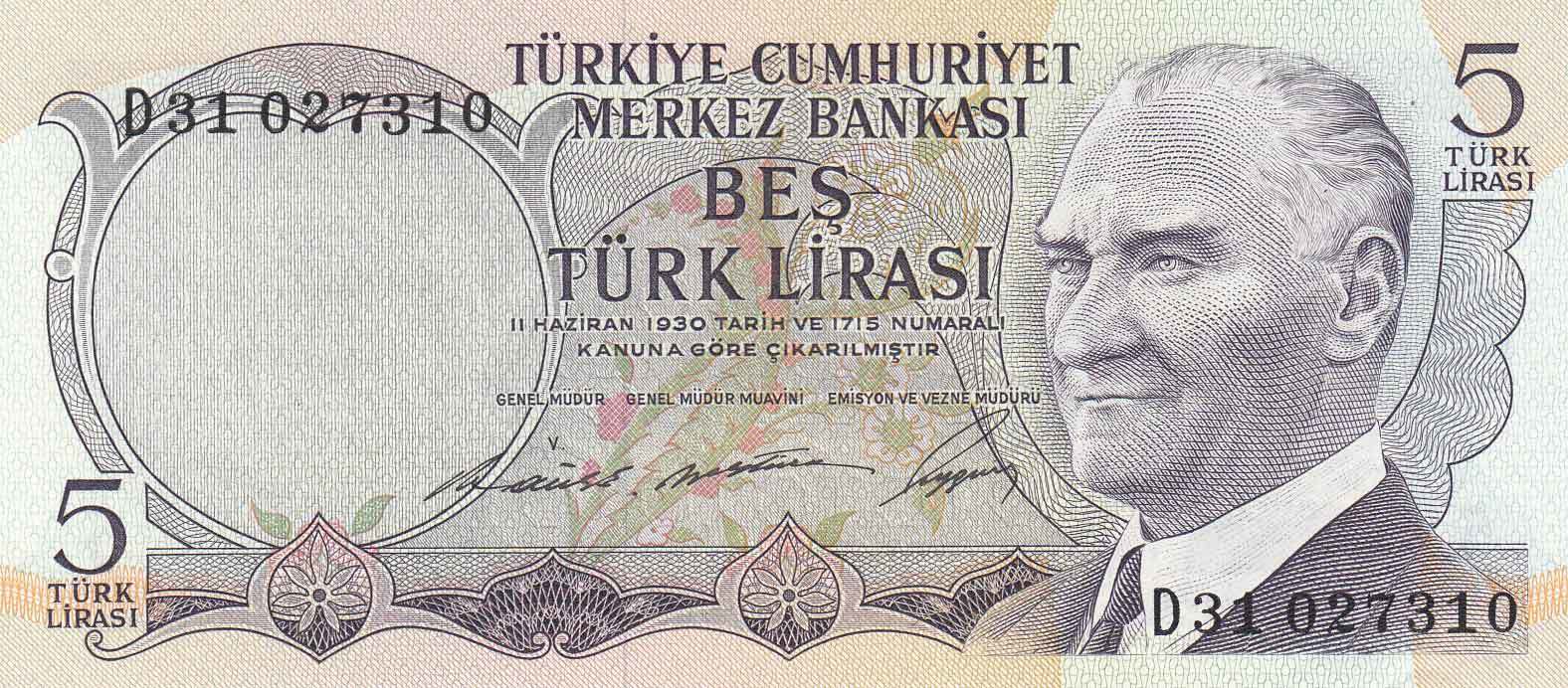 5 Lira 6.Emisyon / 1.Tertip D31027310