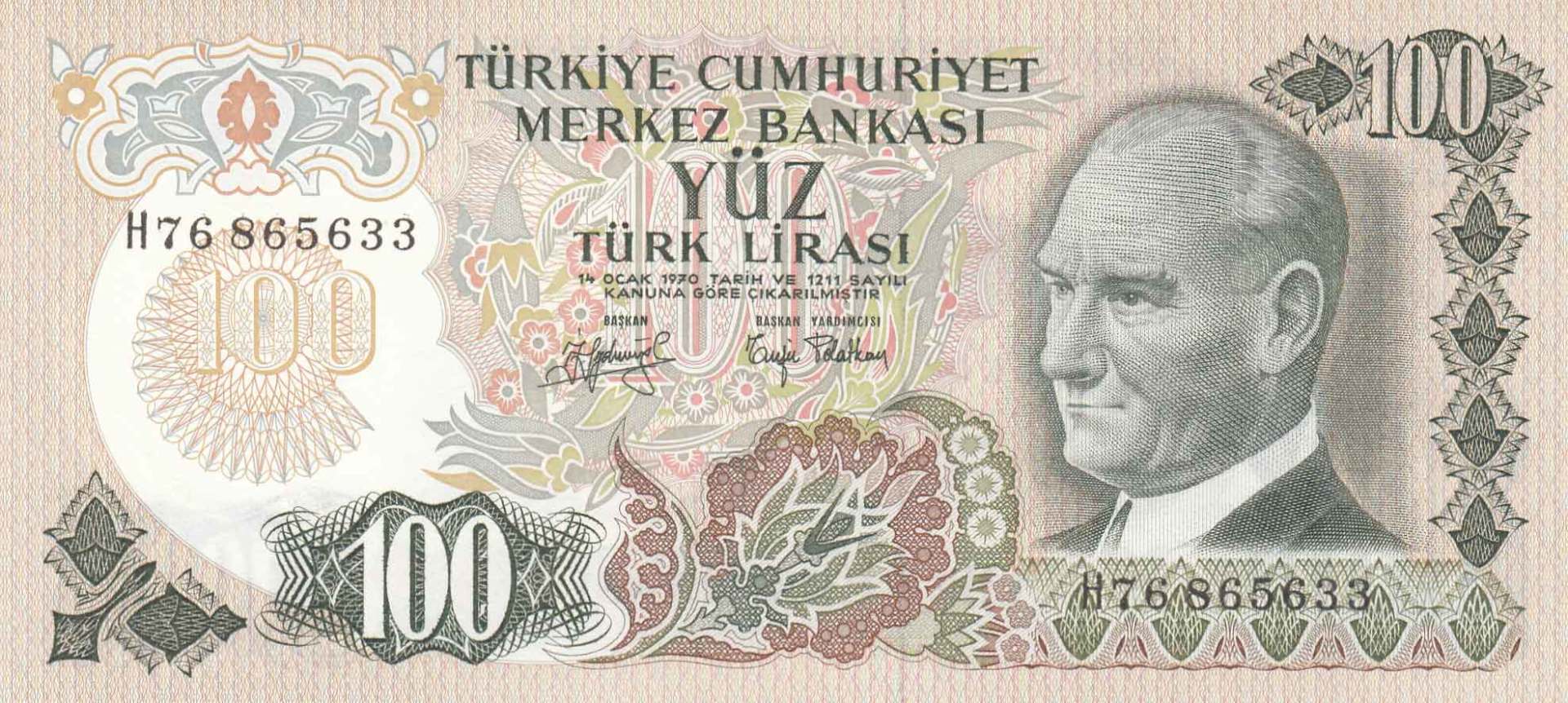 100 Lira 6.Emisyon / 2.Tertip H76865633