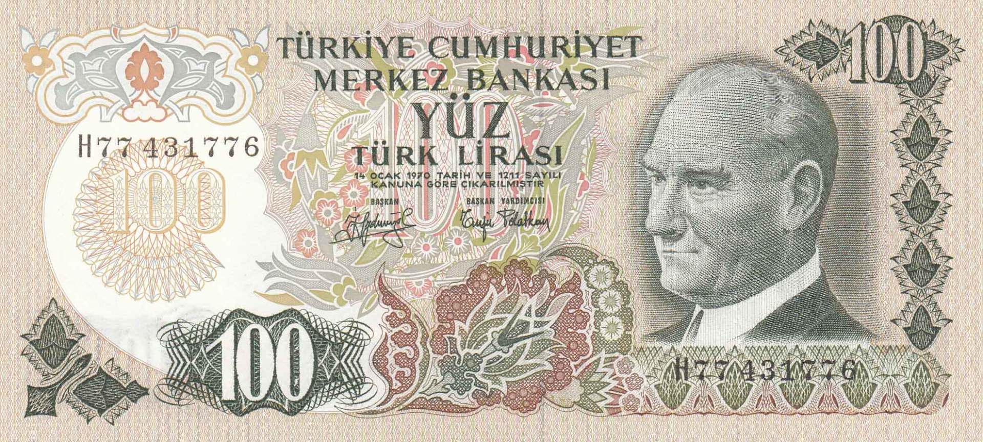 100 Lira 6.Emisyon / 2.Tertip H77431776