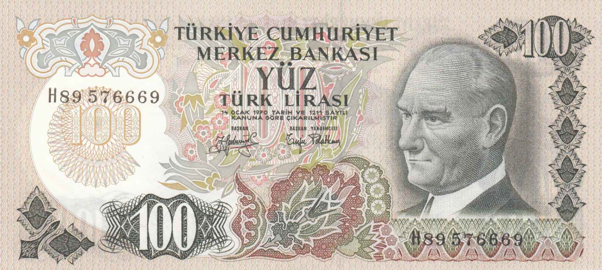 100 Lira 6.Emisyon / 2.Tertip H89576669