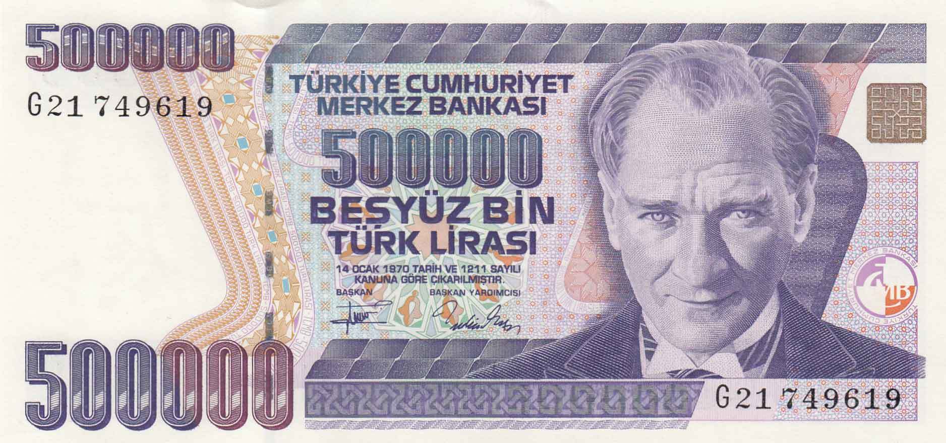 500.000 Lira 7.Emisyon / 3.Tertip G21749619