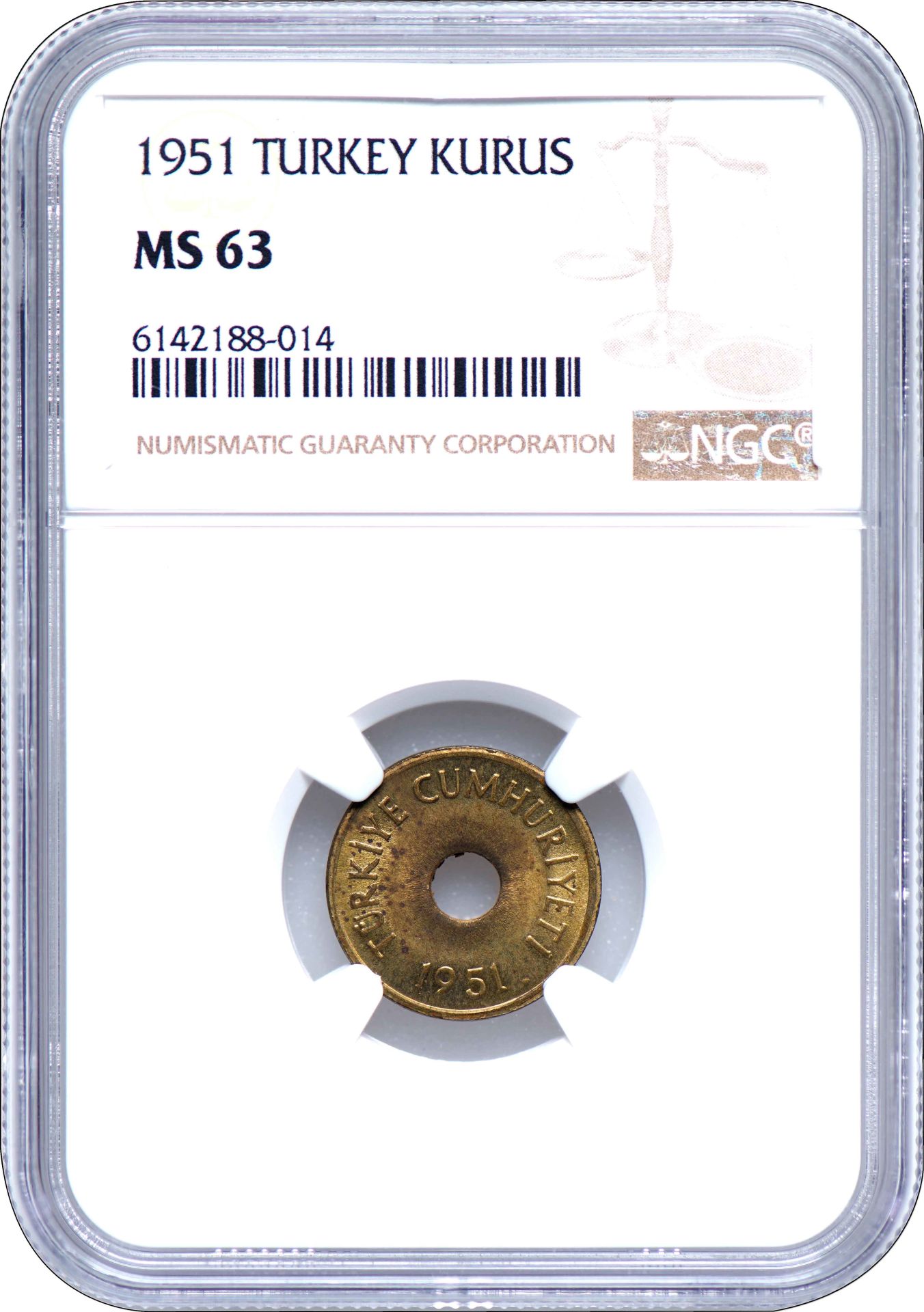 NGC SERTİFİKALI / NOKTA ERÖRLÜ - 1 Kuruş 1951