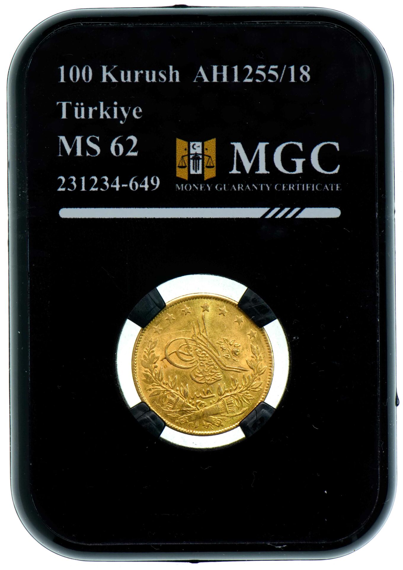 MGC SERTİFİKALI - Abdülmecid 100 Kuruş Meskuk 1255/18 KOSTANTİNİYE