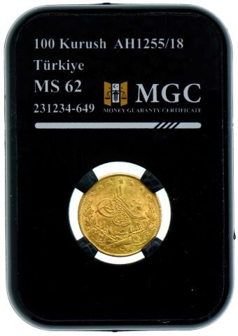 MGC SERTİFİKALI - Abdülmecid 100 Kuruş Meskuk 1255/18 KOSTANTİNİYE