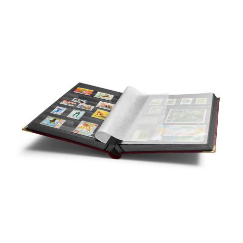 Leuchtturm Pul Defteri - Metal Köşebentli Crocodile Comfort Deluxe A4 (64 siyah sayfa) KIRMIZA cilt