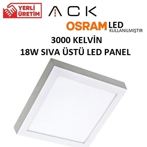 18W Sıva Üstü KARE Led Panel Metal Beyaz Kasa 22X22 cm Günışığı 3000K - AP04-01800