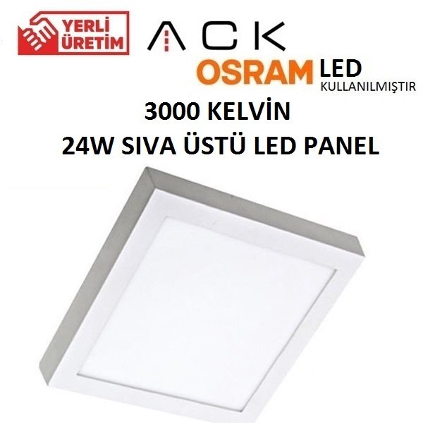 24W Sıva Üstü KARE Led Panel Metal Beyaz Kasa 30X30 cm Günışığı 3000K - AP04-02400