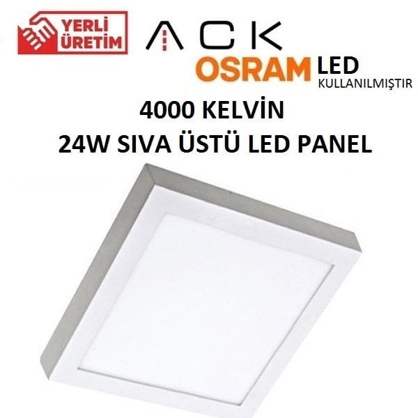 24W Sıva Üstü KARE Led Panel Metal Beyaz Kasa 30X30 cm Günışığı 4000K - AP04-02410