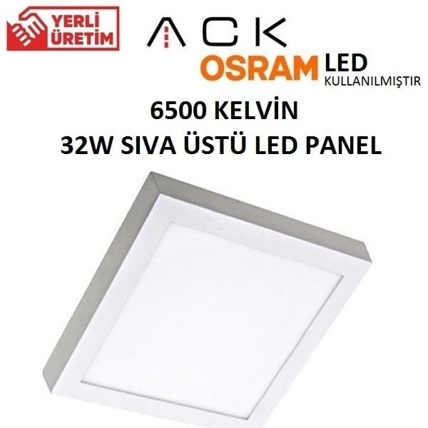 32W Sıva Üstü KARE Led Panel Metal Beyaz Kasa 40X40 cm Beyaz Işık 6500K - AP04-03330