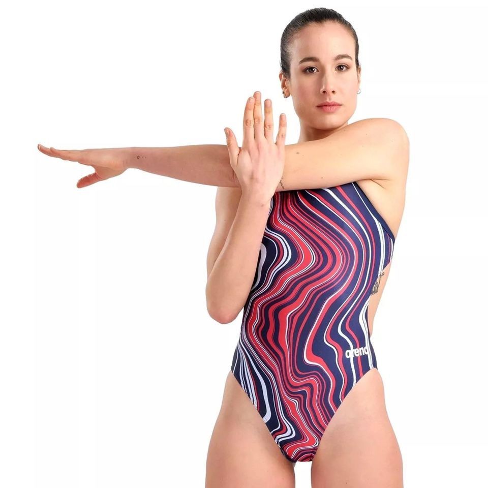 Arena Swimsuit Challenge Back Marbled Kadın Yüzücü Mayosu-AR005562740365