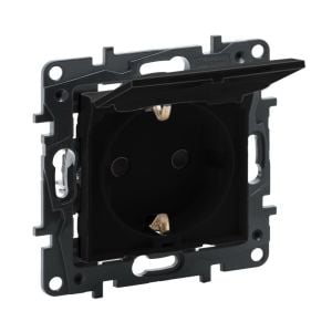 Legrand Raventi Selectıon Siyah Kapaklı Topraklı Priz 768618
