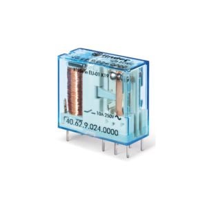 Finder 40 Serisi, 2Co, 10A, 24 Vdc 5 Mm Pinli Su Geçirmez Minyatür Pcb Röle F.40.62.9.024.0000
