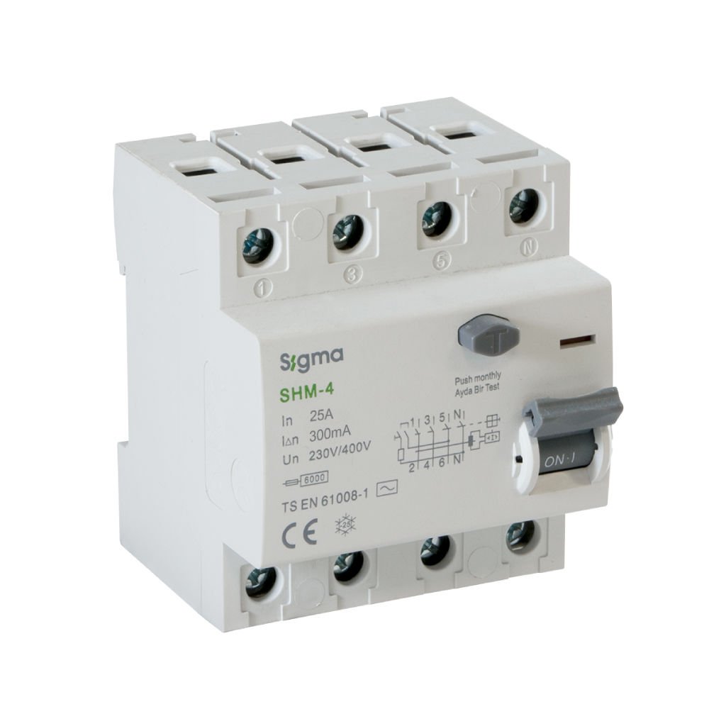Sigma SHM 4P 300mA 25A 6KA Kaçak Akım Koruma Şalter SHM4025300