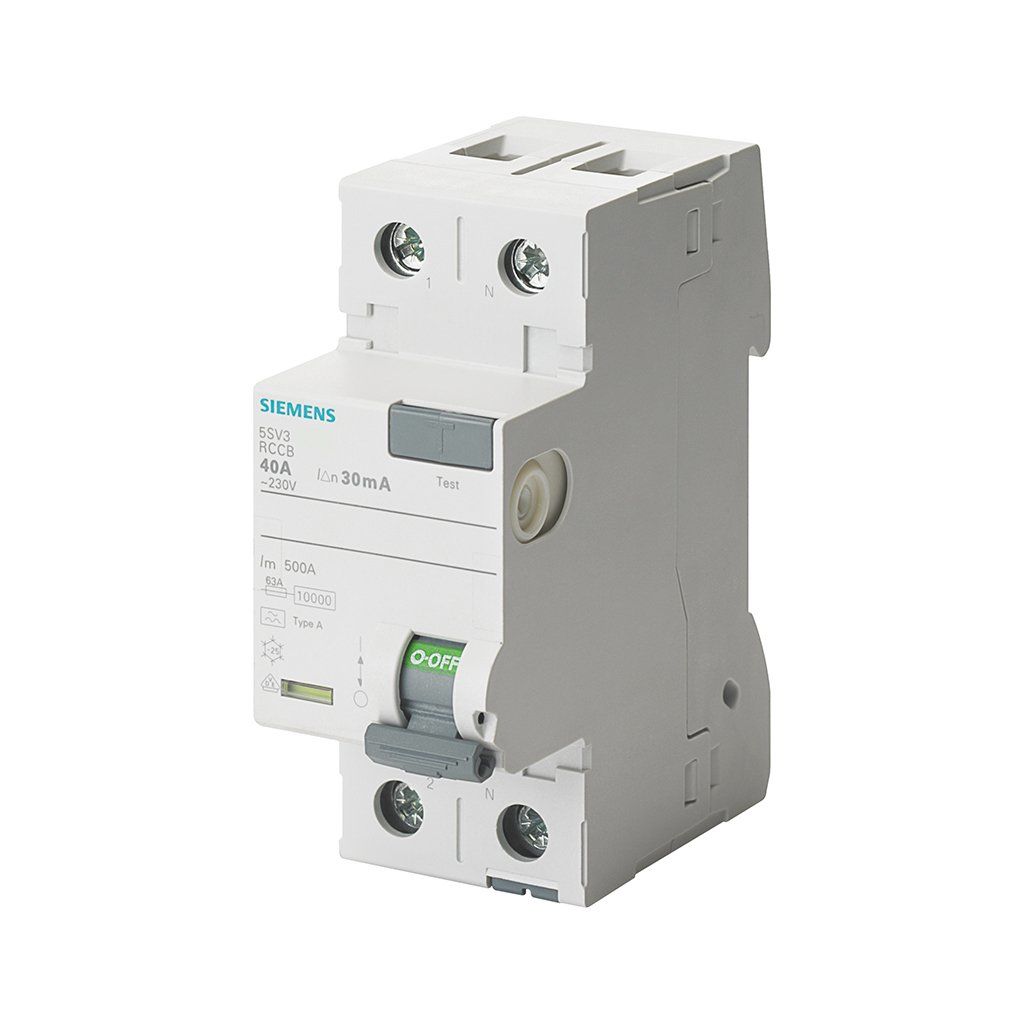 Siemens 5SV3612-6 Monofaze Faz+Nötr A Tipi 25A/300Ma Kaçak Akım Koruma Rölesi