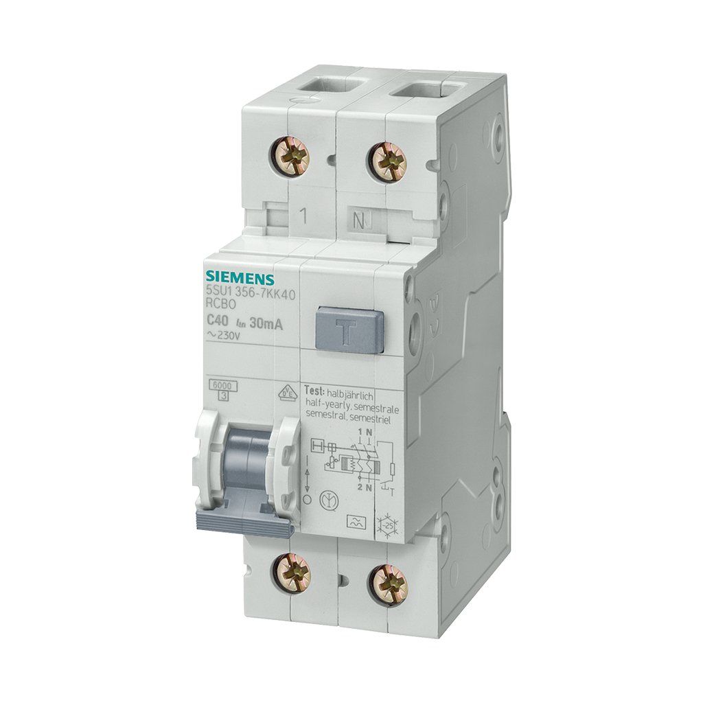 Siemens 5SU1353-1KK40 Kaçak Akım Koruma Monofaze C Tipi 4.5Ka/30Ma/40Amp