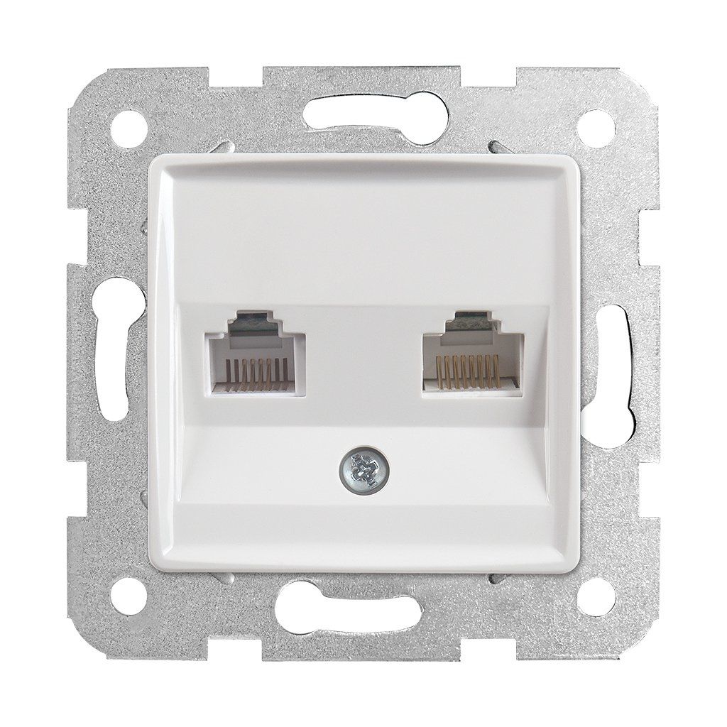 Viko Rollina/ Linnera Beyaz Data-Nümeris Telefon Prizi (Rj45 Cat6 - Rj11) (Mek+Düğ/Kap.) Çerçeve Hariç 90440080