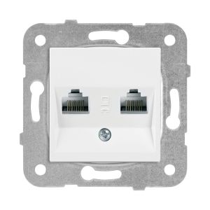 Viko Meridian/ Karre Beyaz İkili Data Prizi (2 X Rj45 Cat5E) (Mek+Düğ/Kap.) Çerçeve Hariç 90967034