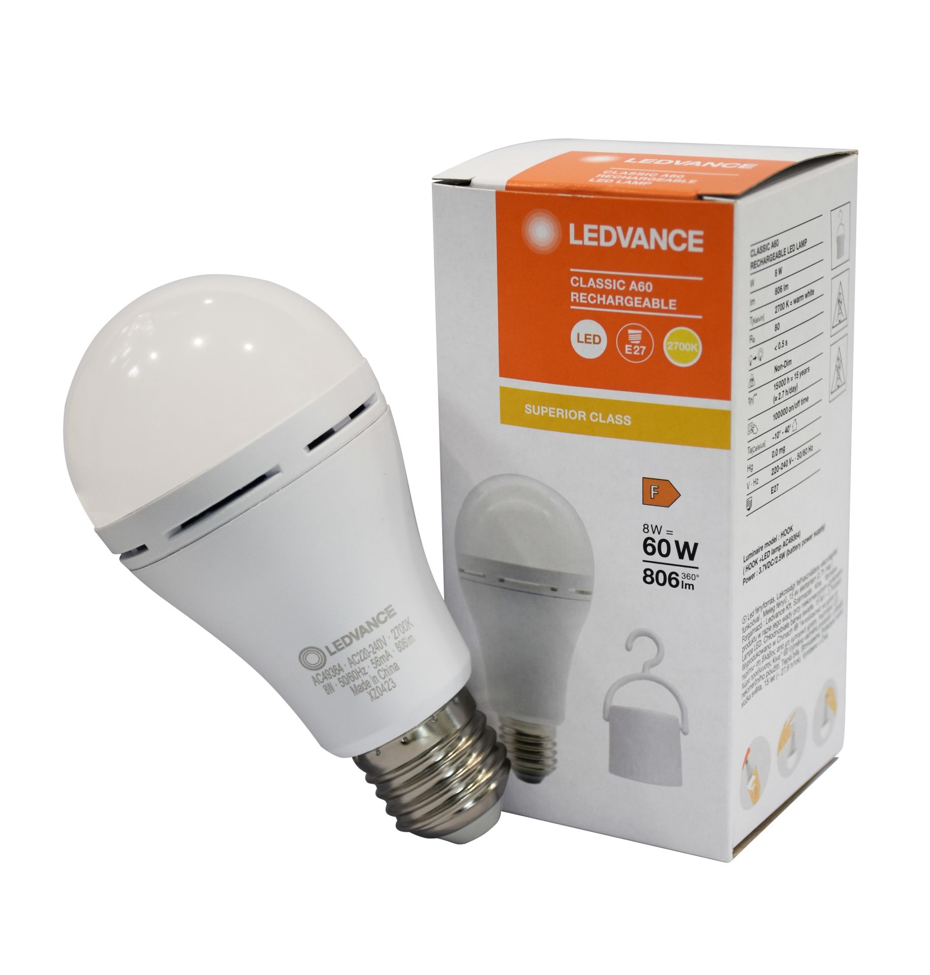 Ledvance LCLA60 Rech 8W/827 230V E27 Şarjlı Ampul 4099854102417