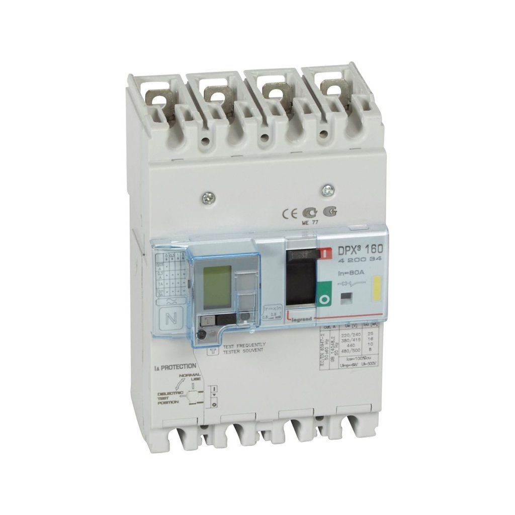 Legrand DPX3 Kaçak Akımlı 4x80Amper Kompakt Şalter 16Ka 420034