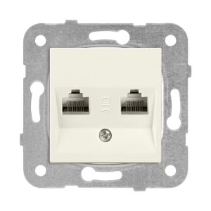 Viko Meridian/ Karre Krem İkili Data Prizi (2 X Rj45 Cat6) (Mek+Düğ/Kap.) Çerçeve Hariç 90967279