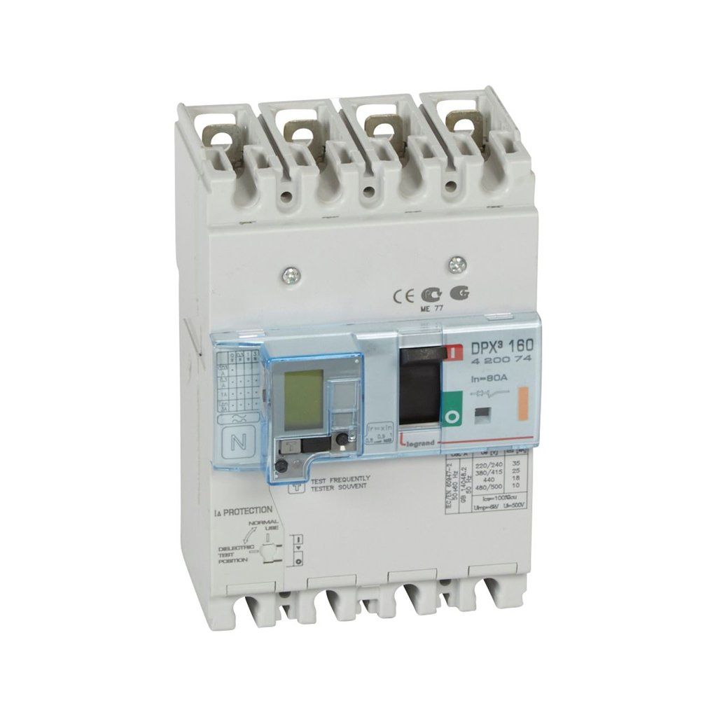 Legrand DPX3 Kaçak Akımlı 4x80Amper Kompakt Şalter 25Ka 420074