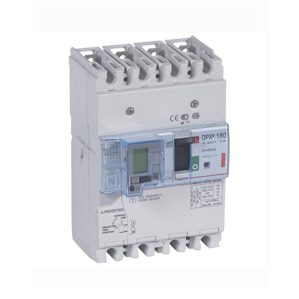 Legrand DPX3 Kaçak Akımlı 4x80Amper Kompakt Şalter 36Ka 420114