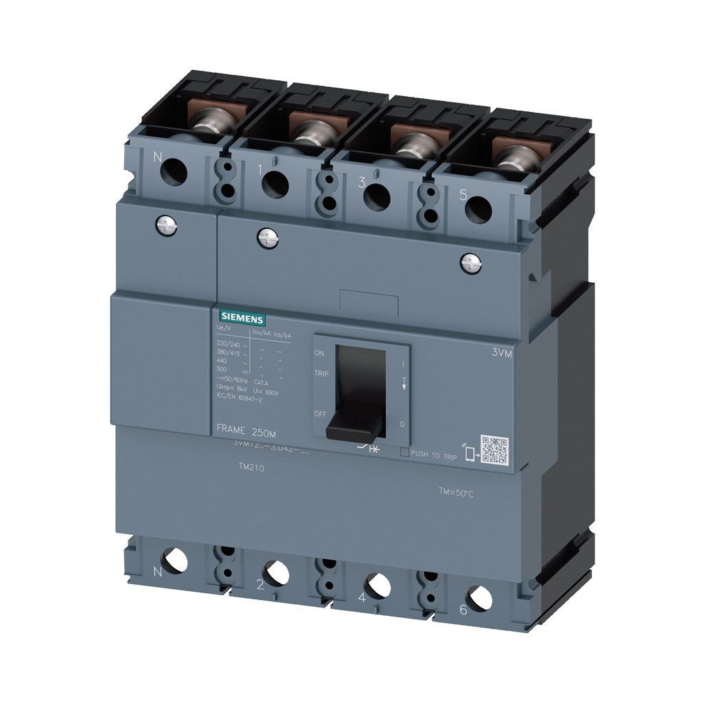 Siemens 3VM1225-3ED42-0AA0 4X250A 25Ka Kompakt Şalter Sabit Tm210 Termik Ve Manyetik Sabit Koruma Üniteli