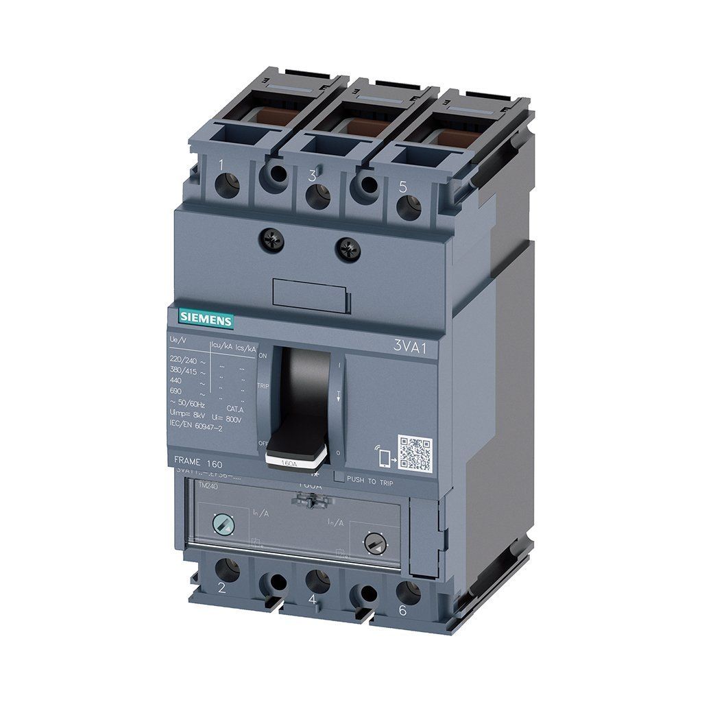 Siemens 3VA1110-4EF36-0AA0 3X100A 36Ka Kompakt Güç Şalteri Tm240 Termik Manyetik Koruma Üniteli