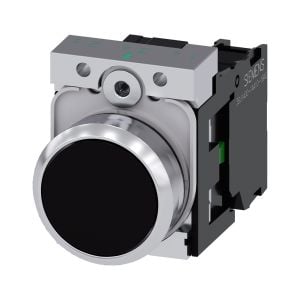Siemens 3SU1150-0AB10-1BA0 Buton Komple Yay Dönüşlü 1No Parlak Metal Siyah