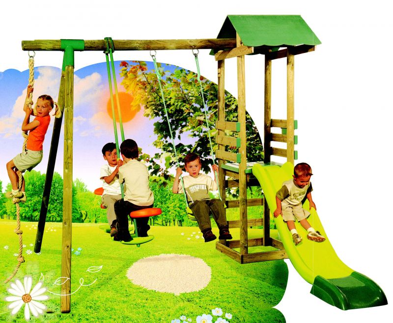 Okulca S-506000 Büyük Ahşap Salıncak Seti 280*260*252h cm