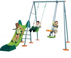 Okulca S-500900 İkili Metal Salıncak ve Kaydırak 260*380*235 cm