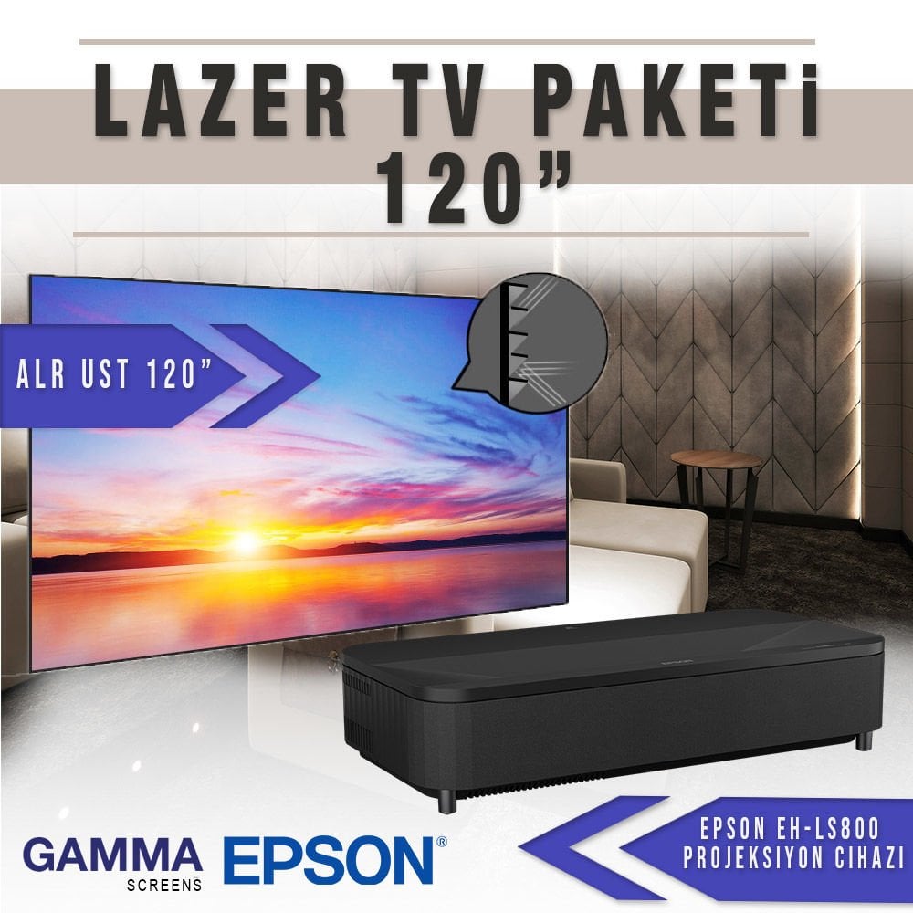 Epson LS800B 120 inç ALR UST Lazer TV Paketi
