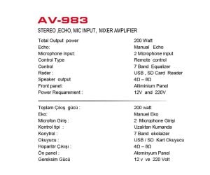 OSAWA AV983 STEREO AMFİ