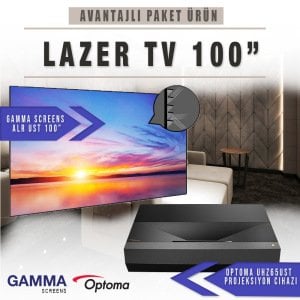 Optoma Cinemax UHZ65UST 4K Lazer TV Paketi 100'' OPT65ALRUST100