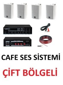 Cafe Ses Sistemi 4'lü Paket Duvar - Çift Bölgeli /Beyaz