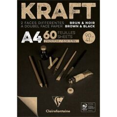 Clairefontaine Kraft A4 90 gr 60 Yaprak Kahve Siyah Blok