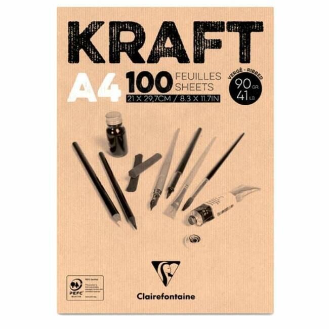 Clairefontaine Kraft Çizim Blok 90 gr A4 100 Yaprak