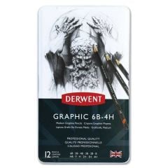 Derwent Graphic Dereceli Kalem Seti Medium 12'li Teneke Kutu