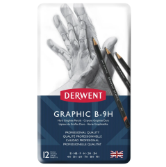 Derwent Graphic Dereceli Kalem Seti Hard 12'li Teneke Kutu