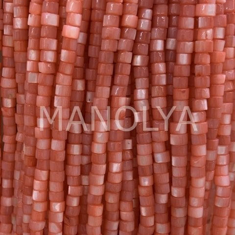 4x3mm. KOYU PEMBE SİLİNDİR SEDEF