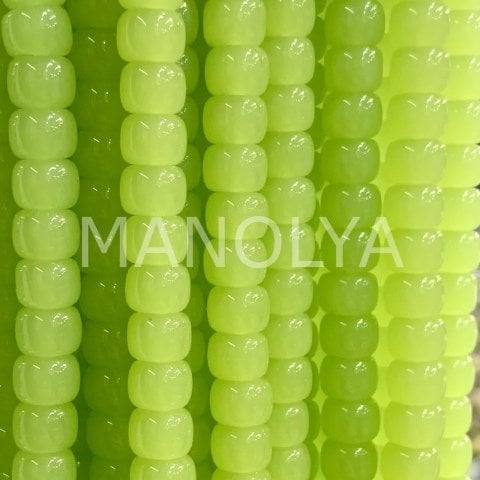 6x8mm. ŞEFFAF YEŞİL SİLİNDİR KRİSTAL
