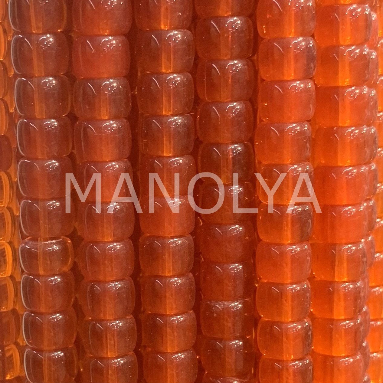 6x8mm. ŞEFFAF TURUNCU SİLİNDİR KRİSTAL