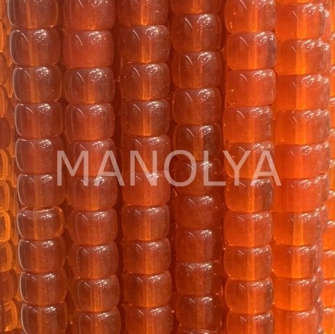 6x8mm. ŞEFFAF TURUNCU SİLİNDİR KRİSTAL
