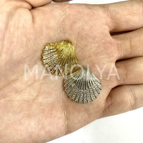 2,3cm. ZİRKON DETAYLI SHELL KOLYE UÇLARI